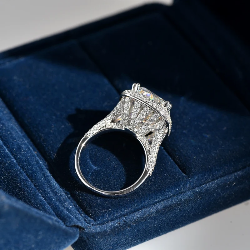 14K białe złoto Vintage 8ct pierścionek z brylantem biżuteria Moissanite zaręczyny obrączki dla kobiet Bridal Party akcesoria prezent