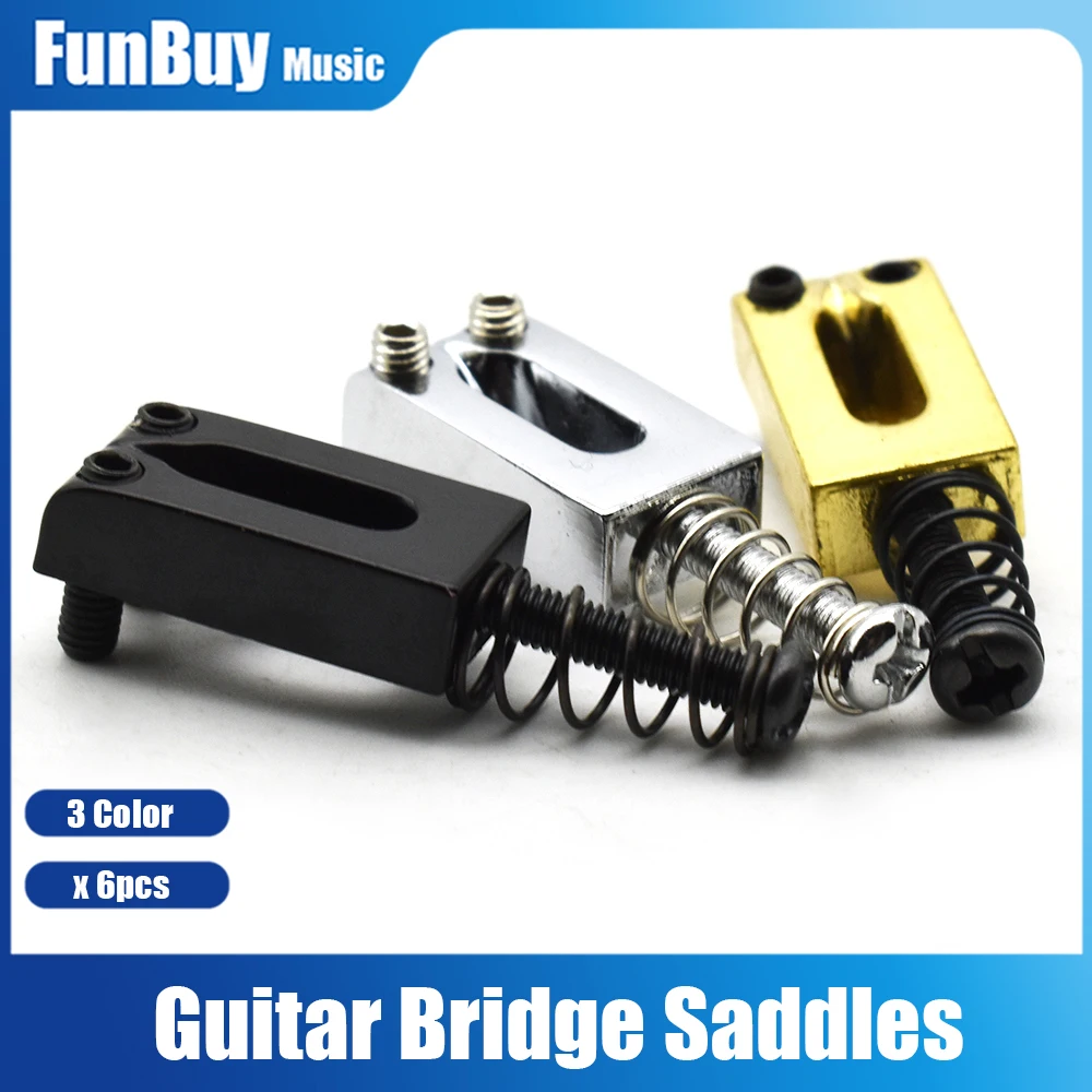 6pcs Electric Guitar Saddles Tremolo Bridge Saddles Replacement Parts for Electric Guitar with Spring and Screw