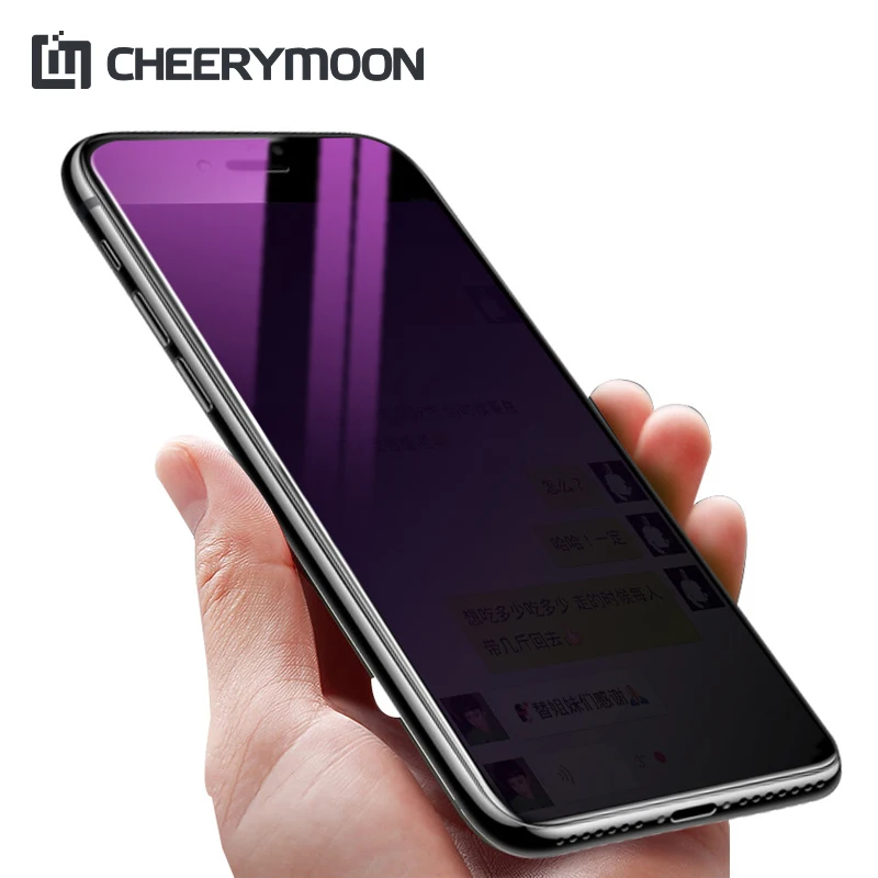 TOP MF Screen Protector Purple Light+Anti Peeping For iPhone 12 11 PRO MAX mini 6 6s 7 8 Plus X XS XR Secret-proof Privacy Glass