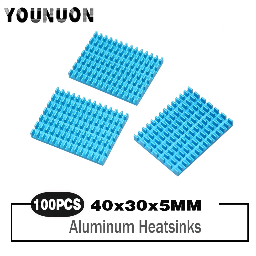 

100PCS 40x30x5mm Aluminum Heat Sink Blue Aluminum profile heat sink chip IC CPU Router memory PCB board Electronic cooler