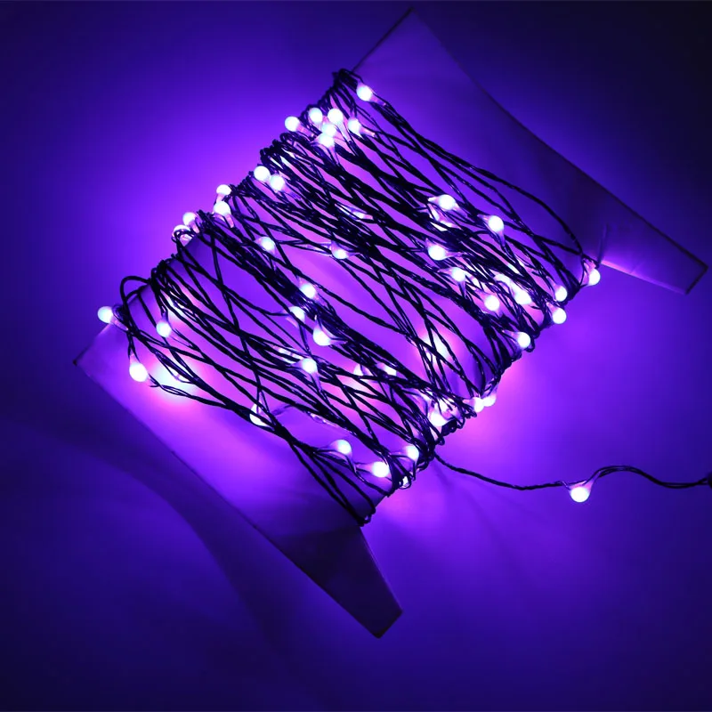 10M 100 LED Lights Decoration Halloween Black Wire Orange Purple Color Halloween Decoration Fairy Lights for Home Decor