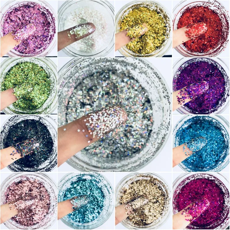 Ultra-thin PET Sequins 1mm Dot Laser Glitter 3D Nail Sequin Paillettes Eo-Friendly Loose Sequin for Nails Art Decoration 8g