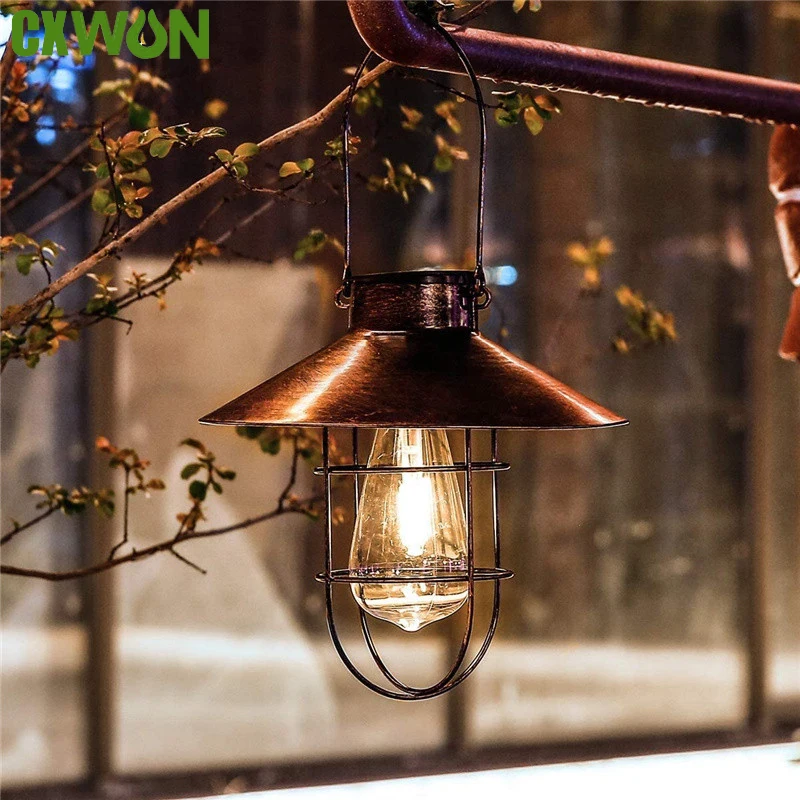 

Solar LED Garden Lights Lantern Outdoor Retro Tungsten Bulb With Shepherd Hook Waterproof Patio Lawn Path Decor Hanging Night