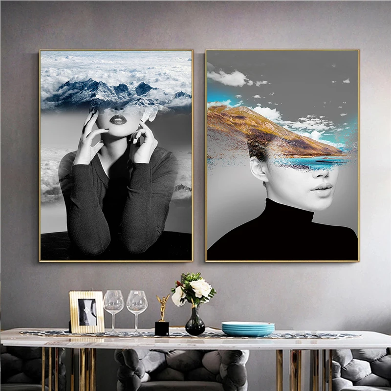 

Abstract Women Wall Art Painting On Canvas Art Posters and Prints Modern Landscape Decorative Pictures For Home Design