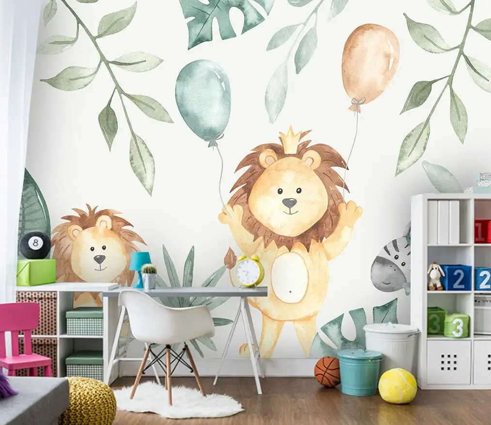 

Custom papel de pared wallpaper modern Nordic small fresh tropical plant animal children's room background wall Mural wallpaper