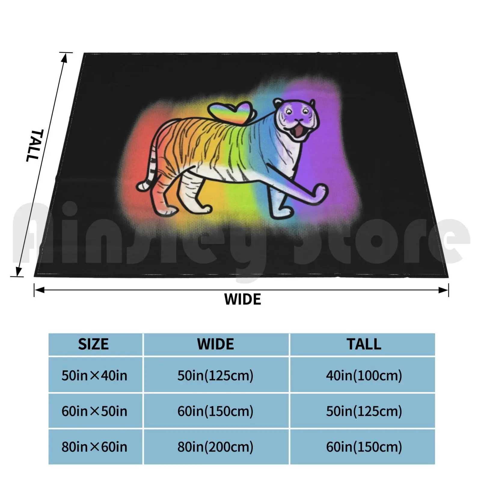 Flying Rainbow Tiger Blanket Fashion Custom Marymwoolf Mary Woolf Character Cute Tiger Cartoon Animal Funny Happy Rainbow