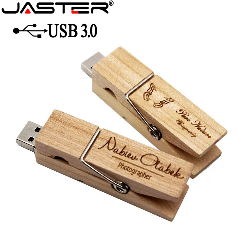 

JASTER USB 3.0 high speed USB wooden clip flash drive pendrive 4GB16GB 32GB 64GB memory stick usb creative gift free custom logo