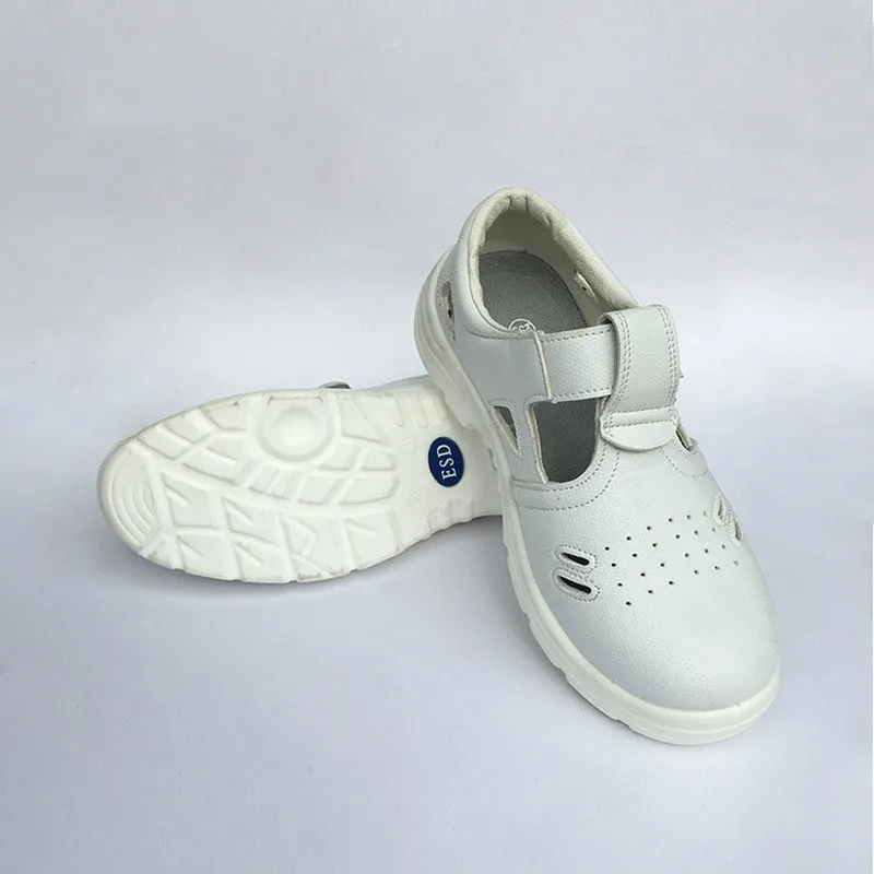 Anti-static Anti-smashing and Dust-free White Safety Shoes Steel Toes Air Permeability and Anti-smashing Shoes