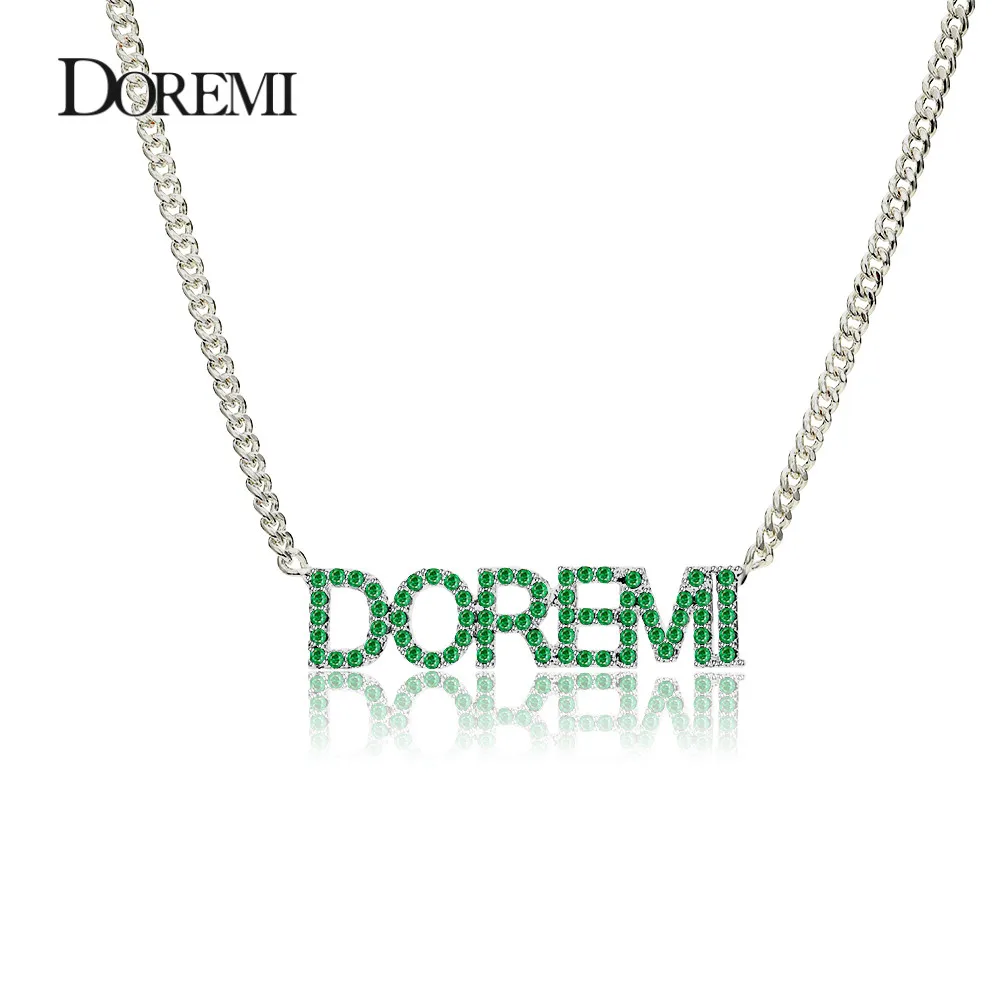 DOREMI Crystal Custom Name Necklaces with 5Colors Zircon Pendant Letters Necklace  Custom Jewelry Numbers Personalized Pendant