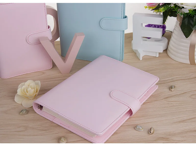 MINKYS Makronen Farbe A6/A5 PU Leder DIY Binder Photocards Sammeln Buch Tagebuch Agenda Planer Kugel Abdeckung Album Schreibwaren – Detail 2
