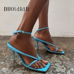 2020 Donne di Estate Sandali Tacchi Alti Scarpe Autunno best Look Street di Sesso Femminile Testa Quadrata Open Toe Clip-On Con Spalline sandali Delle Donne