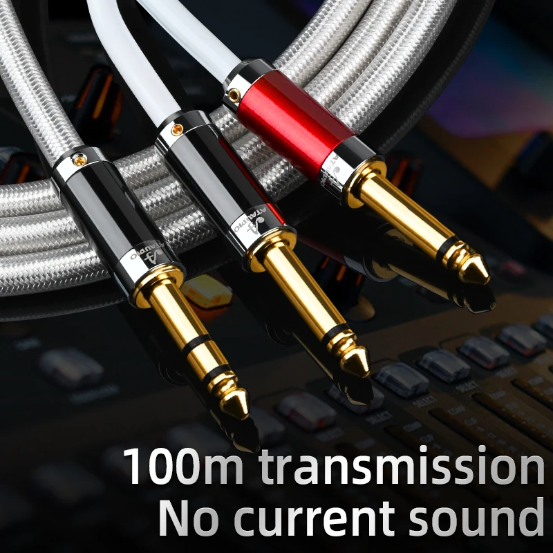Cavo Hifi Stereo da 6.35mm a doppio 6.5mm cavo Hi-End da 6.35mm a 2x6.35mm Mono spina per microfono Mixer amplificatore