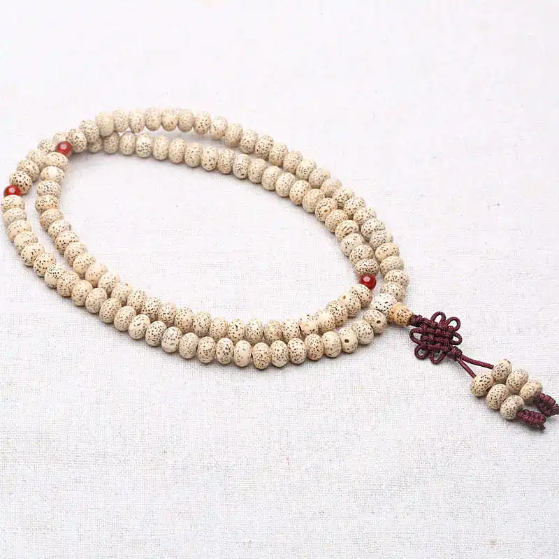 Beige Star Moon Lotus Bodhi Beads Bracelets Buddhist 108 Bodhi Beads Prayer Mala BRO854