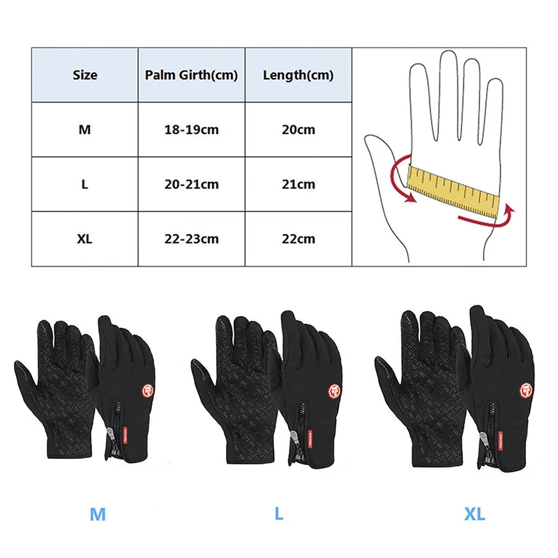 Guantes de invierno para ciclismo para hombre y mujer, manoplas impermeables a prueba de viento con pantalla táctil, cálidas, para clima frío,