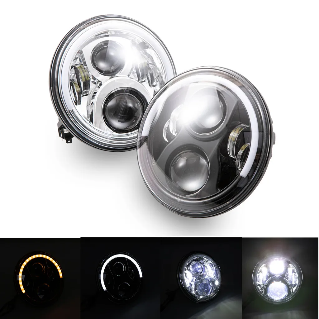 

DOT EMARK 7inch LED Headlights with Halo Ring Turn Signal Light Headlamp For Jeep Wrangler Lada Niva Land Rover Defender Hummer