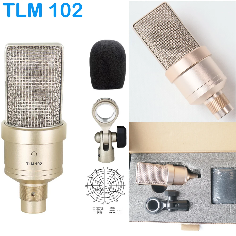 High Quality Original TLM-102 Large Diaphragm Cardioid Condenser Microphone Stage Studio Live Recording XLR Phatom Power Mics