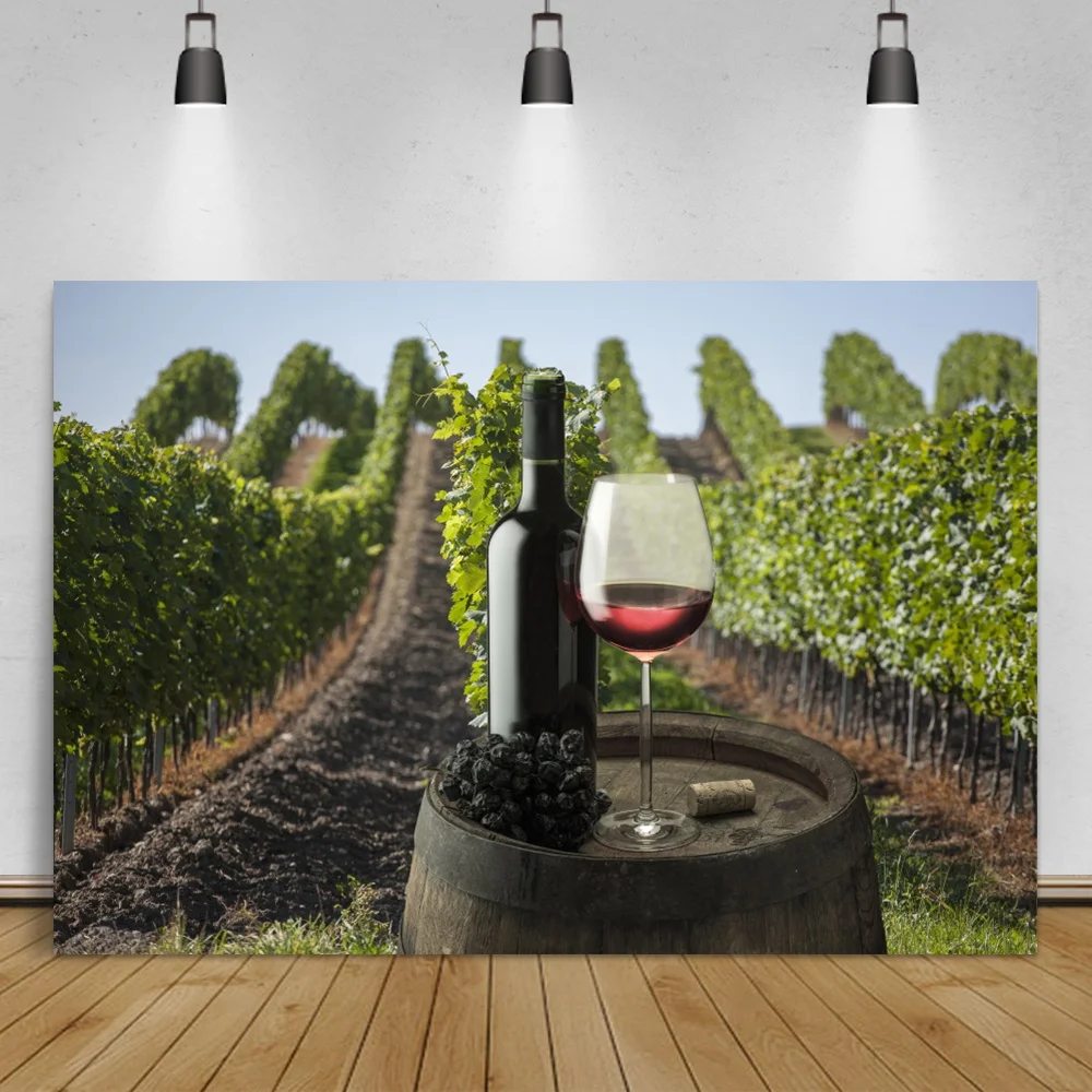 Laeacco Rural Lavender Flower Sea Wine Grape Vineyard Cozy Life Scene Photographic Backdrops Photography Background Photo Studio