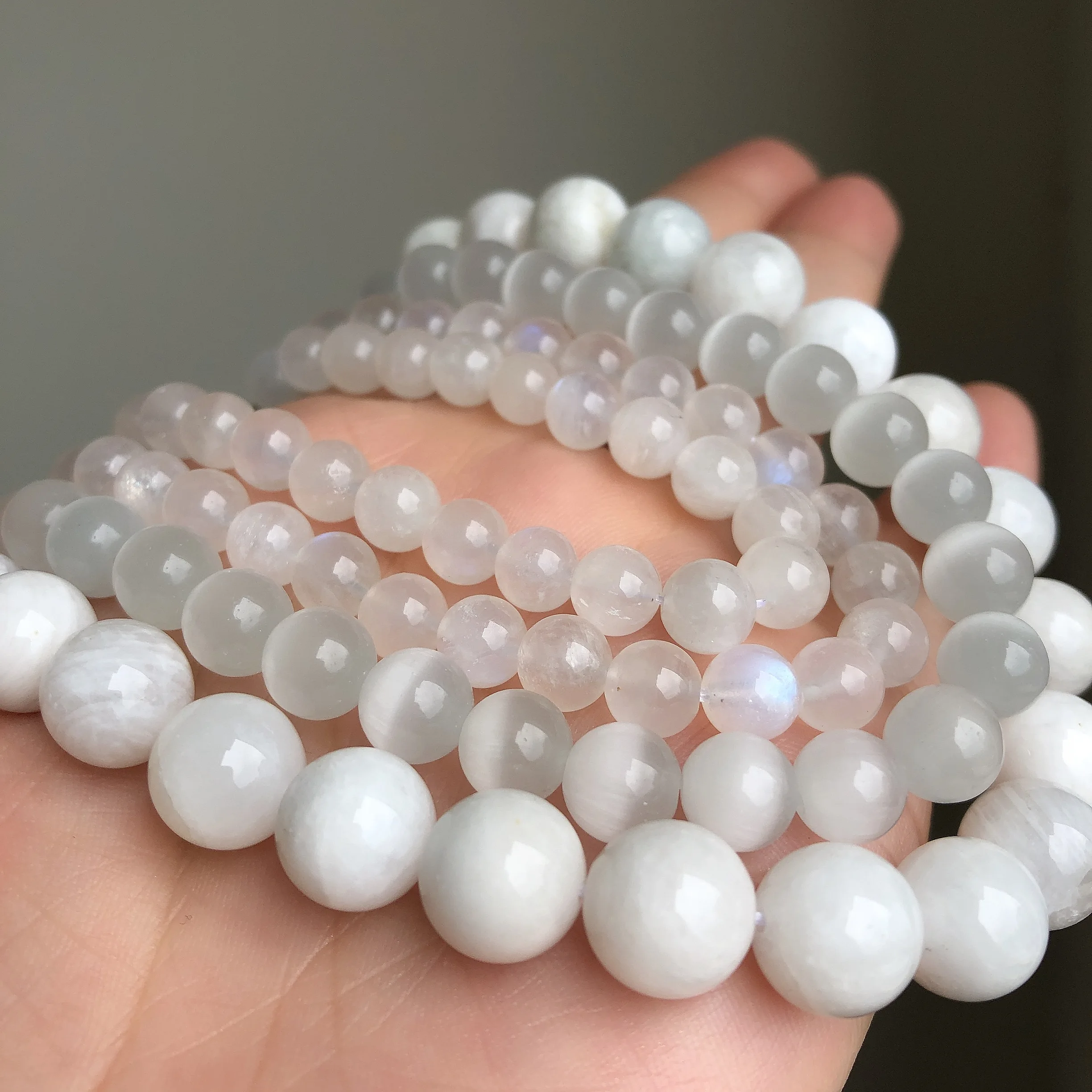 A+ Natural White Moonstone Beads Round Loose Spacer Beads For Jewelry Making Opal Sunstone DIY Bracelet Accessories 6/8/10mm