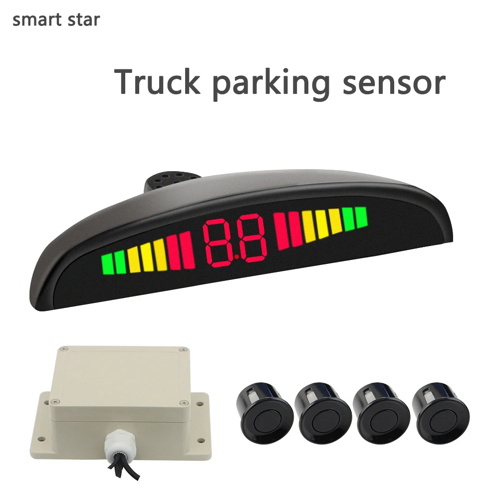 

Парктроник для грузовиков, светодиодный датчик парковки с 4 датчиками, датчик парковки детектор контроля, зуммер Предупреждение