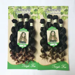 Adorable extensiones de cabello rizado Diva sintético profundo suelto, paquete de cabeza completa, tejido de cabello, 16-18 pulgadas, 4 Uds.