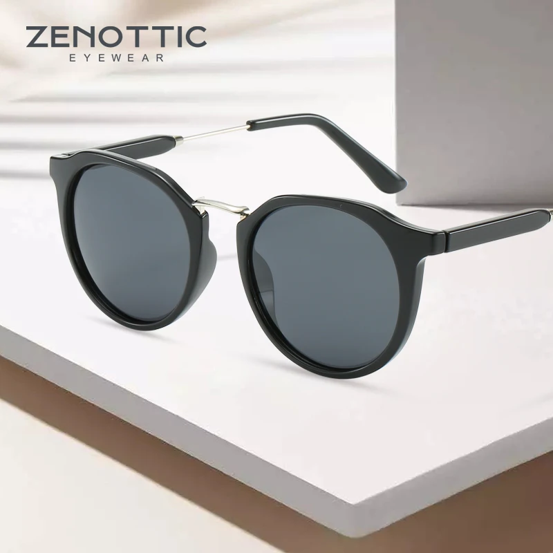 ZENOTTIC Retro Prescription Sunglasses Men Polarized Optical Myopia Sun Glasses Vintage Round Bifocal Sunglasses with Diopter