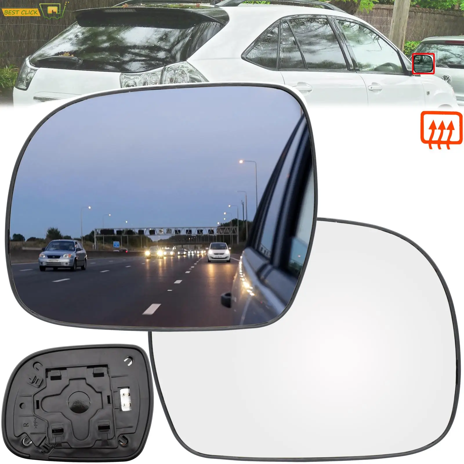 Left Right Side Wing Mirror Glass Heated Rear View Plate For Lexus RX300 RX350 RX400 RX400H 2003 - 2008 Toyota Hilux 2005 - 2010