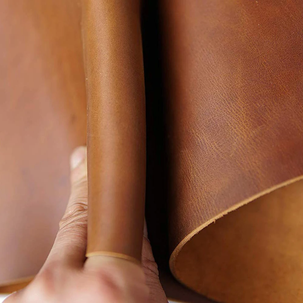 Crazy Horse Leather Material DIY Hand Leathercraft 2mm Thick Pull-Up Cowhide First Layer of Vintage Oil Tanned Leather Piece