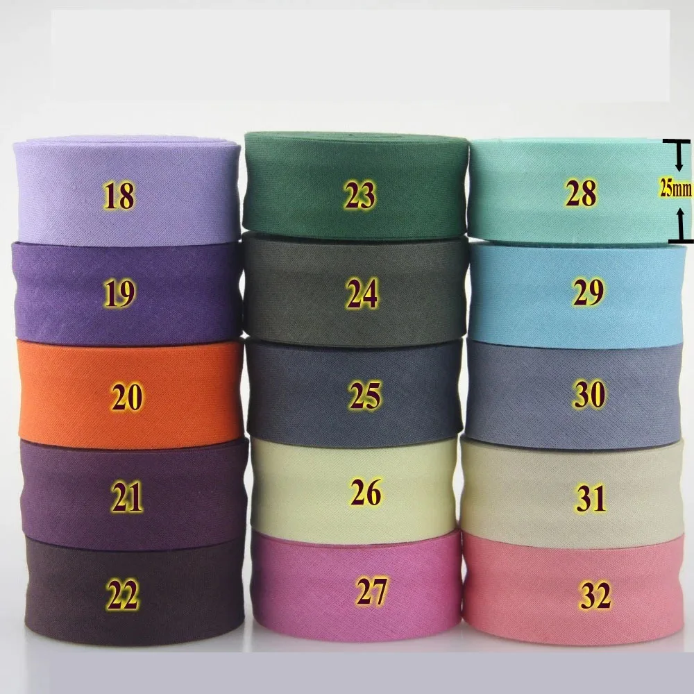 Único Dobrado Algodão Viés Binding Tape, DIY Garment Craft, Acessórios de costura, traseira, único, 25mm, 1 \