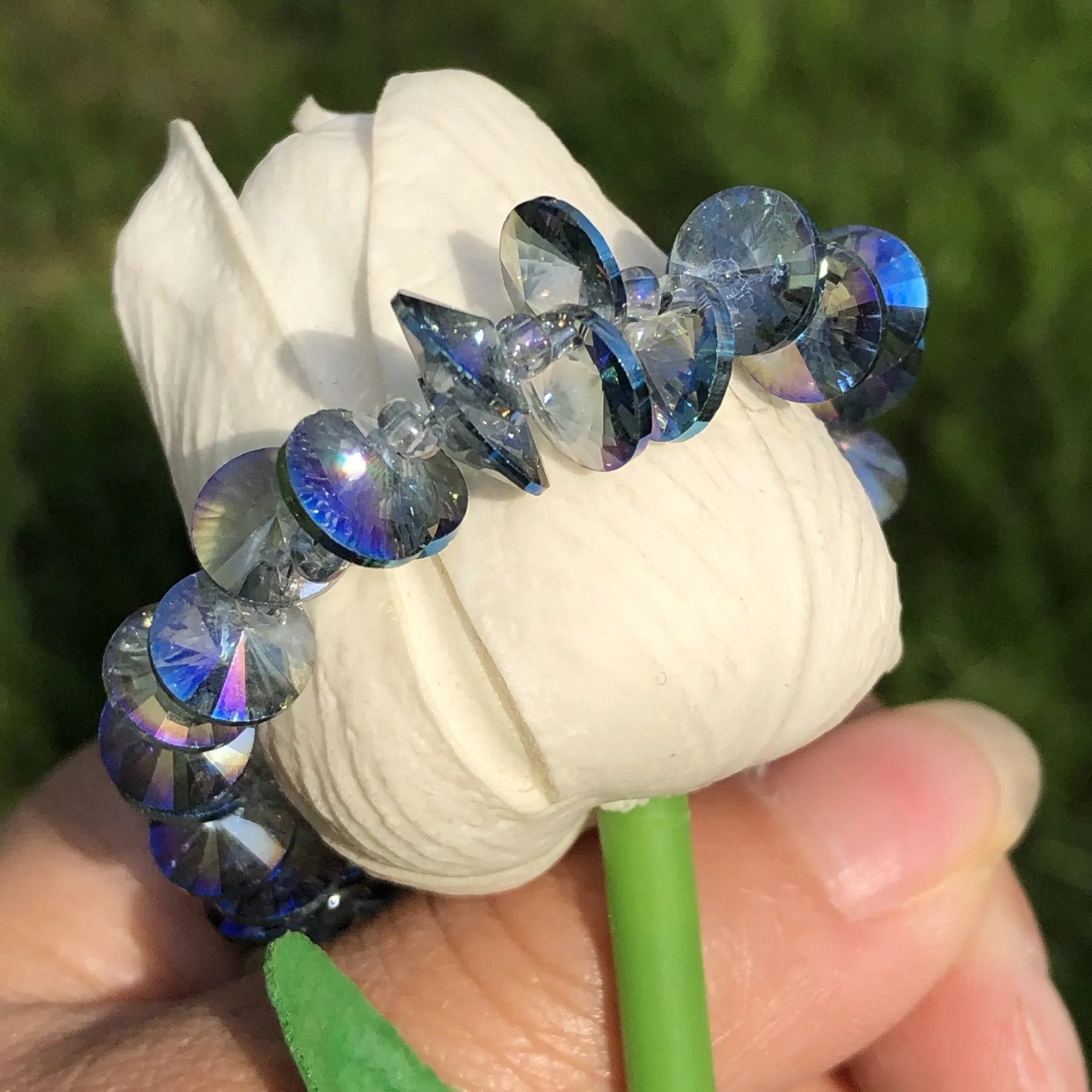 Blue Multicolor Satellite Drill Oblate Rondelle Crystal Glass Bead Jewelry Making Side Hole Beads Diy Bracelet Ear Accessories