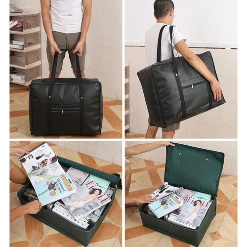 Imagen 2 del producto Bolsa de equipaje gruesa impermeable, bolsas de almacenamiento de ropa de viaje con cremallera, bolsa de lona grande para ropa de viaje de vacaciones, bolsa de envío de aviones