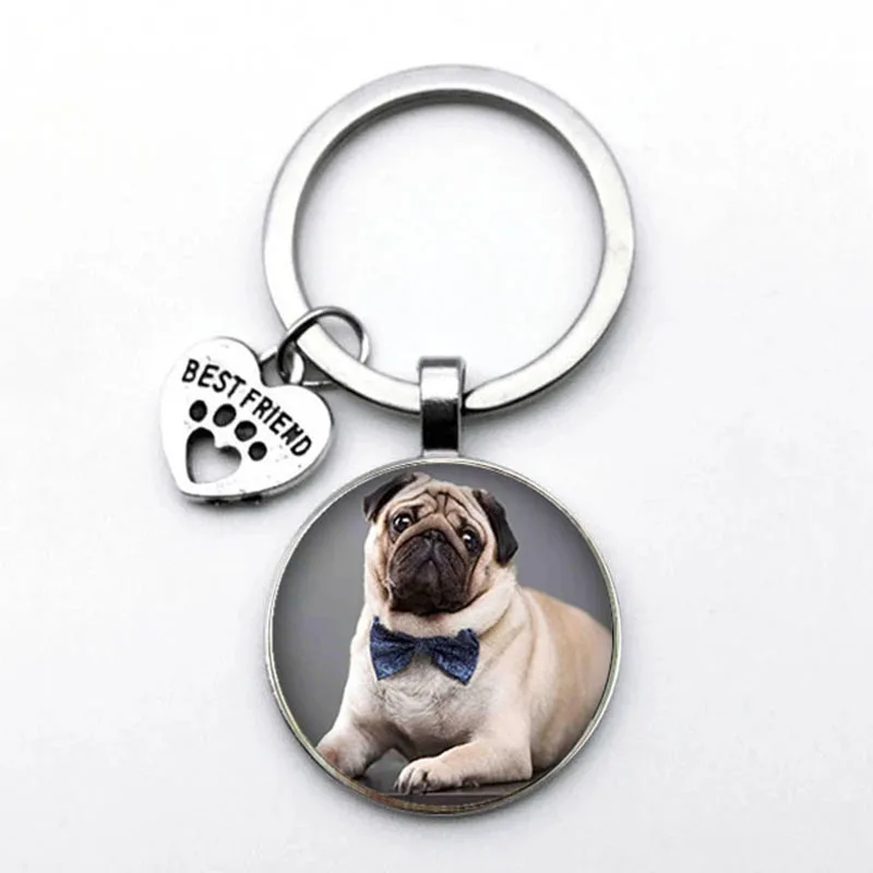 Cute Animal Beagle Pug Dog Glass Cabochon Poodle Teddy Art Picture Glass DIY Handmade Jewelry Keychain Friend Gift