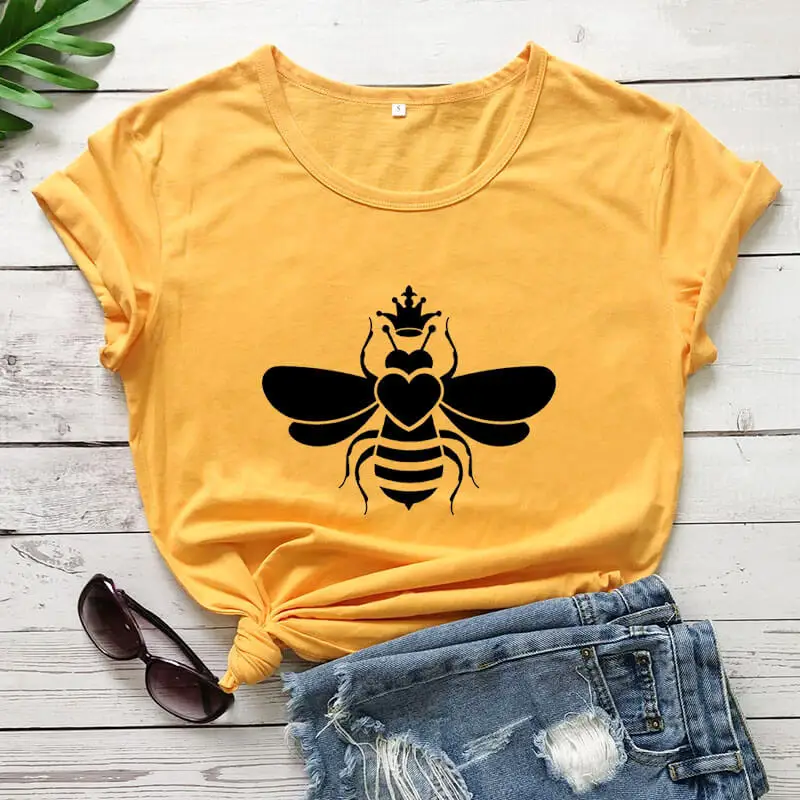 

Queen with Cute Bee Shirt New Arrival Summer 100%Cotton Funny T Shirt Queen Bee Shirts Bees Shirt Bees Lover Gift Gife for Her