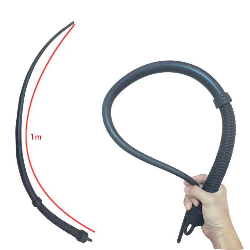 1M Outdoor Handmade Rubber Whip Hard Whip Riding Whip Self-Defense Horse Riding Whip Foldable Whip EDC Elastic Tool