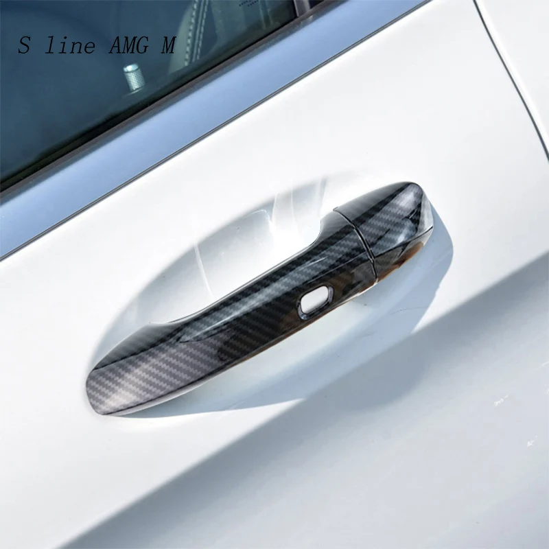 Car Styling Carbon fiber For Mercedes Benz C E GLC Class W213 W205 X253 Outer Door Bowl Handle Stickers protection Covers Trim
