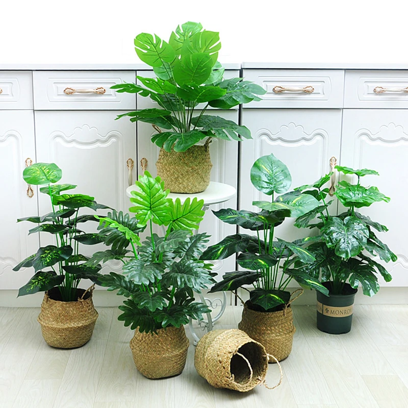 Large Artificial Plant Turtle Leaf, Plastic Palm Leaf, Potted Turtle Back, Bamboo Family, Outdoor Room Decoration