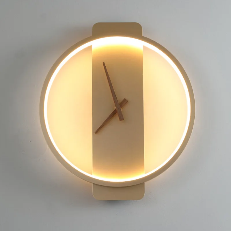 

Wall clock wall lights for home Nordic modern minimalist bedside lamp bedroom light LED living room decoration clock wall lamp