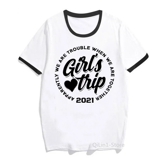 ฤดูร้อน2021สาว Trip Tshirt ผู้หญิงสีดำผู้หญิงที่ดีที่สุดเพื่อนน้องสาวเมลานินแฟนวันหยุดท่องเที่ยว T Shrit Traveler ของขวัญ