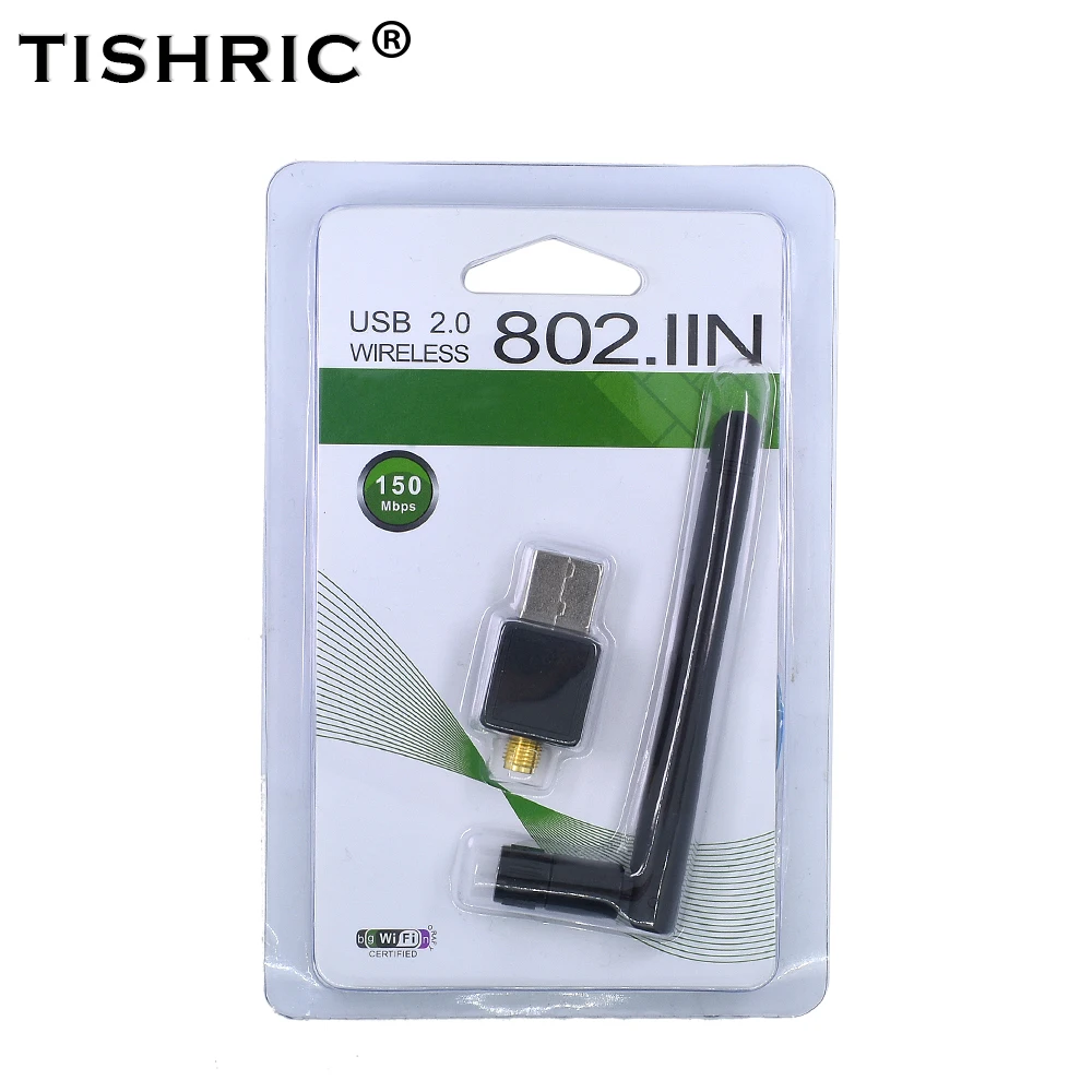 Tishric 150mbps ไร้สายขนาดเล็ก USB WiFi อะแดปเตอร์802.11n /g/b เสาอากาศ Wi-Fi dongle การ์ด LAN สำหรับ windowsxp/ 7 Vista Linux
