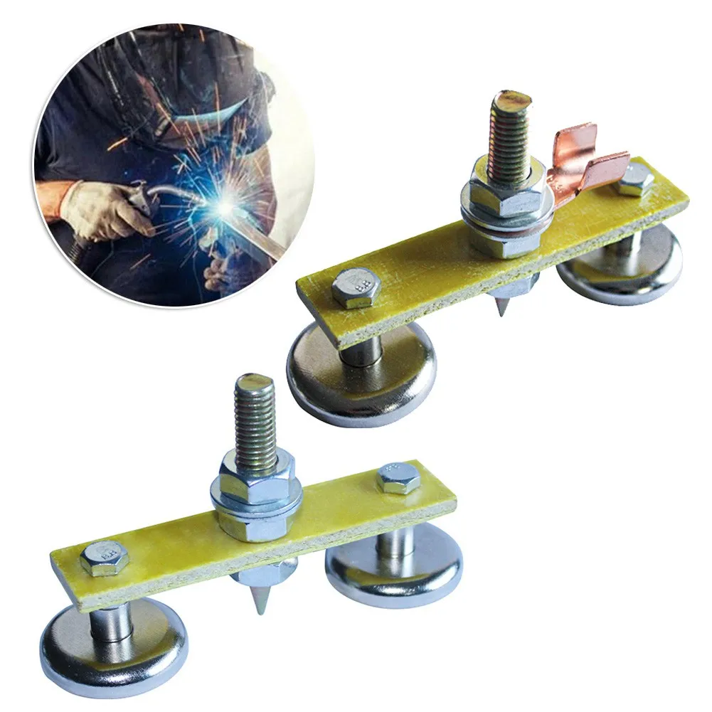 Double Welding Magnet Head Ground Clamp Magnetic Support Clamp Holder Fixture Strong Welder Large Suction Absorbable Weight N35