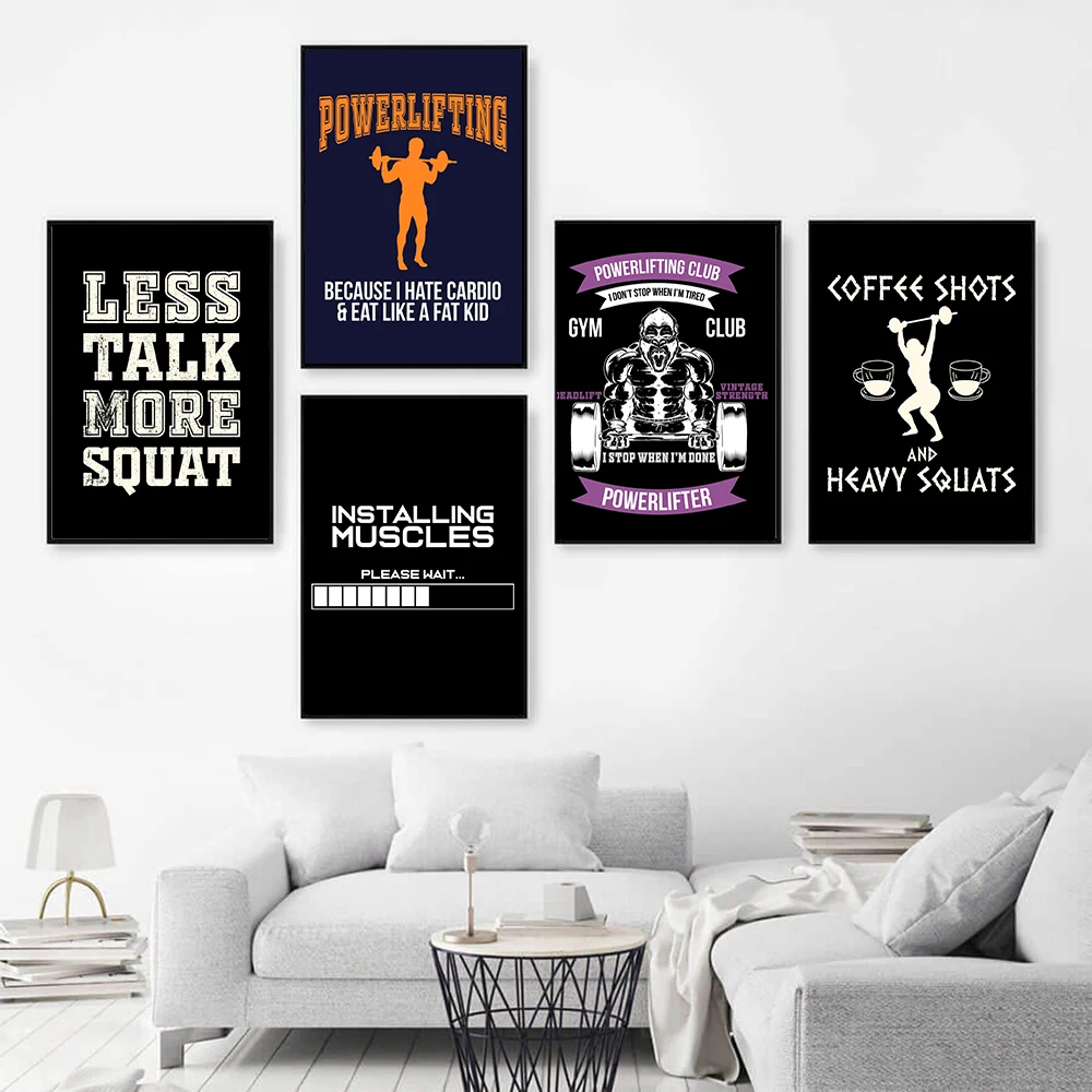 Bodybuilding Inspirational Quotes Printing Retro Posters Gym Wall Art Modern Canvas Painting Nordic Home Decoration Pictures