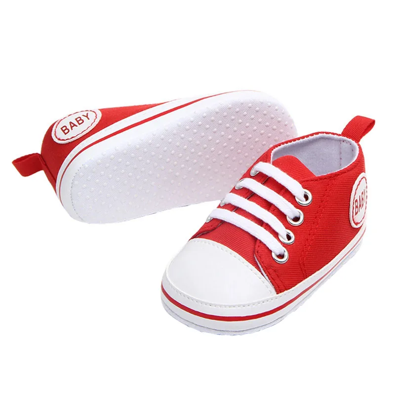 Lioraitiin 0-18M Baby Boy Girls Toddler Canvas Shoes Sneaker Strap Little Kid Baby Crib Shoes Soft Sole