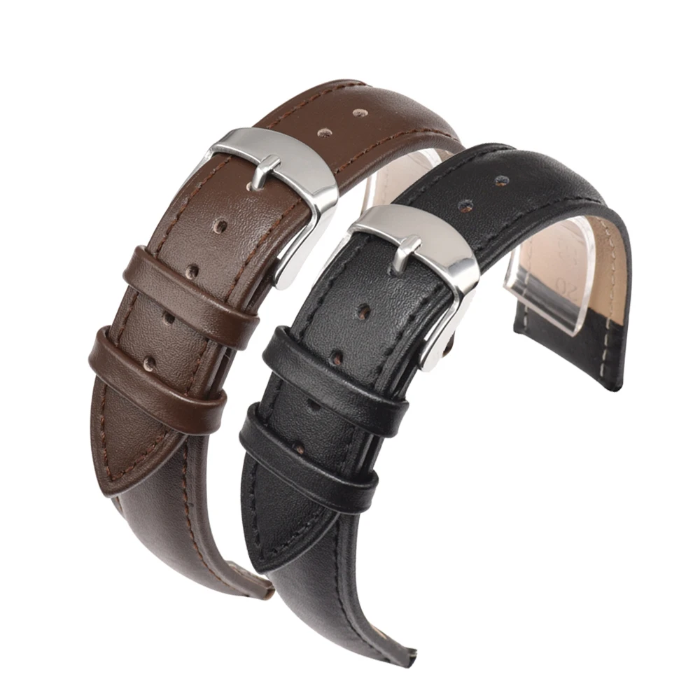 Rogbid pulseira de relógio de couro genuíno para homens relógio feminino 24mm liberação rápida pulseira de relógio preto marrom