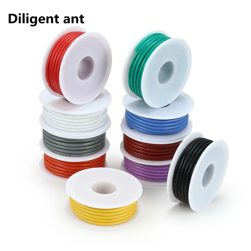 DIY high quality flexible silicone wire and cable 5 colors in a box mixed wire tinned pure copper wire