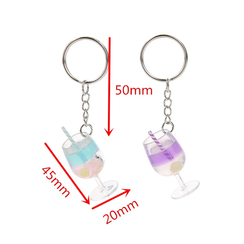 1PC 3D Multicolorn Plastic Juice Cup Drink Bottle Cocktail Handbag Keyring Charms For Woman