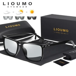 New Photochromic Sunglasses Men Polarized Driving Sun Glasses Square Rivet Frame Women Change Color Eyewear UV400 Protection