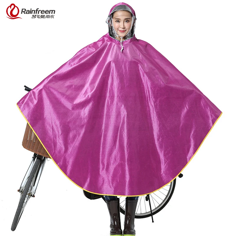 Rainfreem Impermeable Raincoat Women/Men Thick Bicycle Rain Poncho Plaid Oxford/Knitting Jacquard Women Waterproof Rain Gear