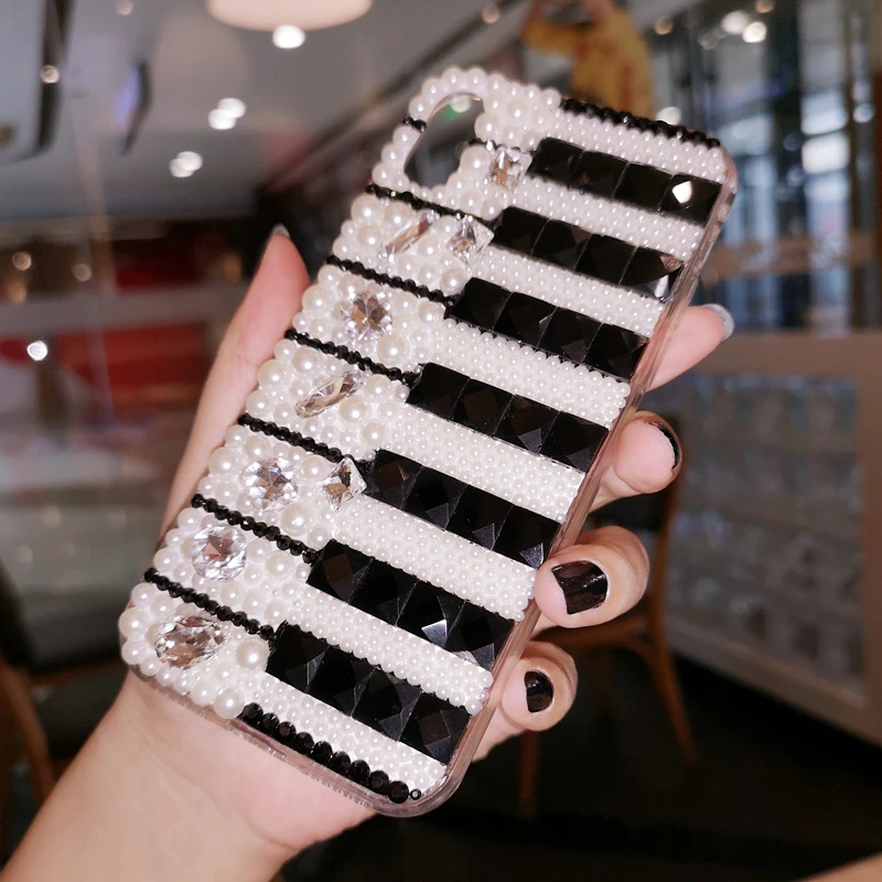 Music Pearl Bling Crystal Phone Case Cover For Samsung Galaxy M51 M31S A12/32/42/52/72/22/82 5G A02S A02 M02 Piano Diamond Funda