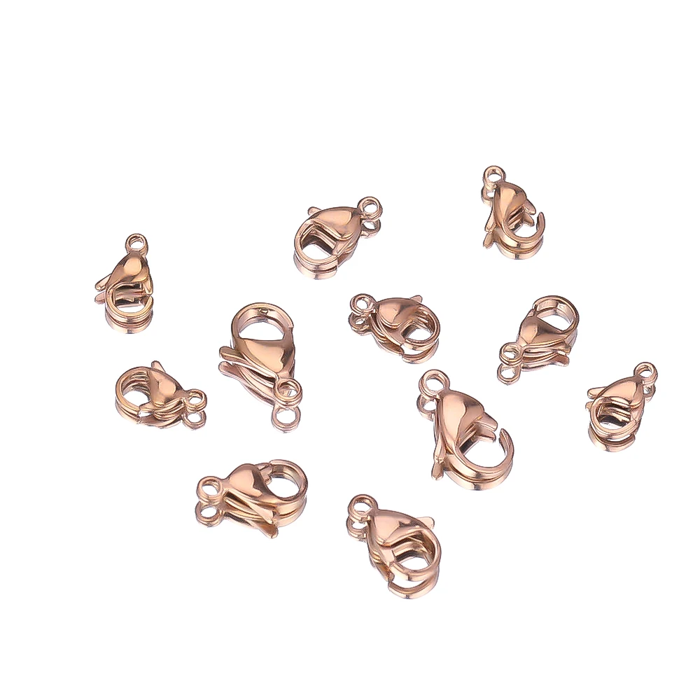25 Stück Edelstahl 9mm 10mm 12mm 13mm Roségoldfarbene Karabinerhaken Verbinder für DIY Halsketten Schmuckherstellung Armbänder – Detail 5
