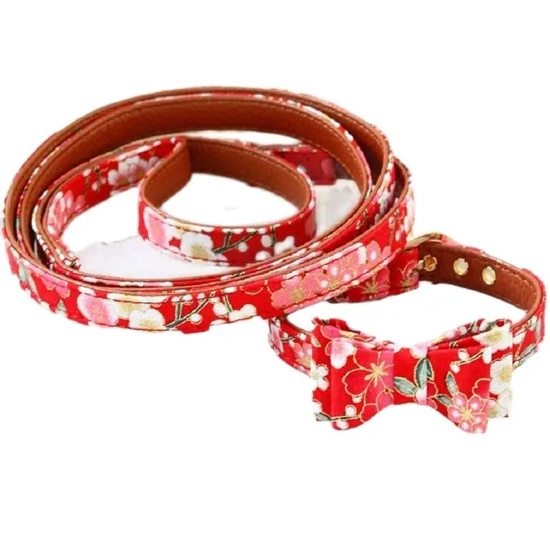 

Festive Japanese Kimono Dog Collar Leash Cat Pet Supplies Accessories Bow Tie Poodle Terrier Yorkie Day Walks Holiday Party