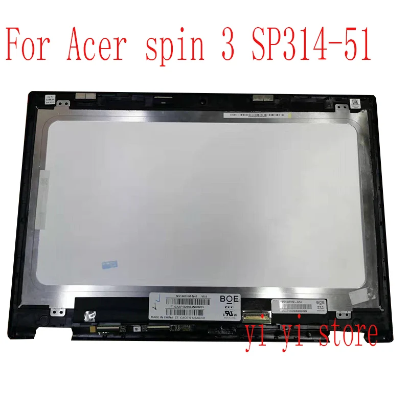 14\'\'For Acer Spin 3 SP314-51 SP314-52 Laptop Touch Digitizer N17W5 LCD Screen Display Assembly With Frame